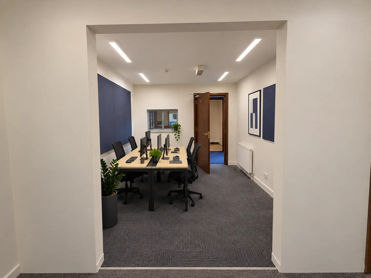 View through to a furnished office at River House